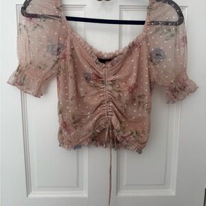 Willow Pink Puff Sleeve Ruched Blouse